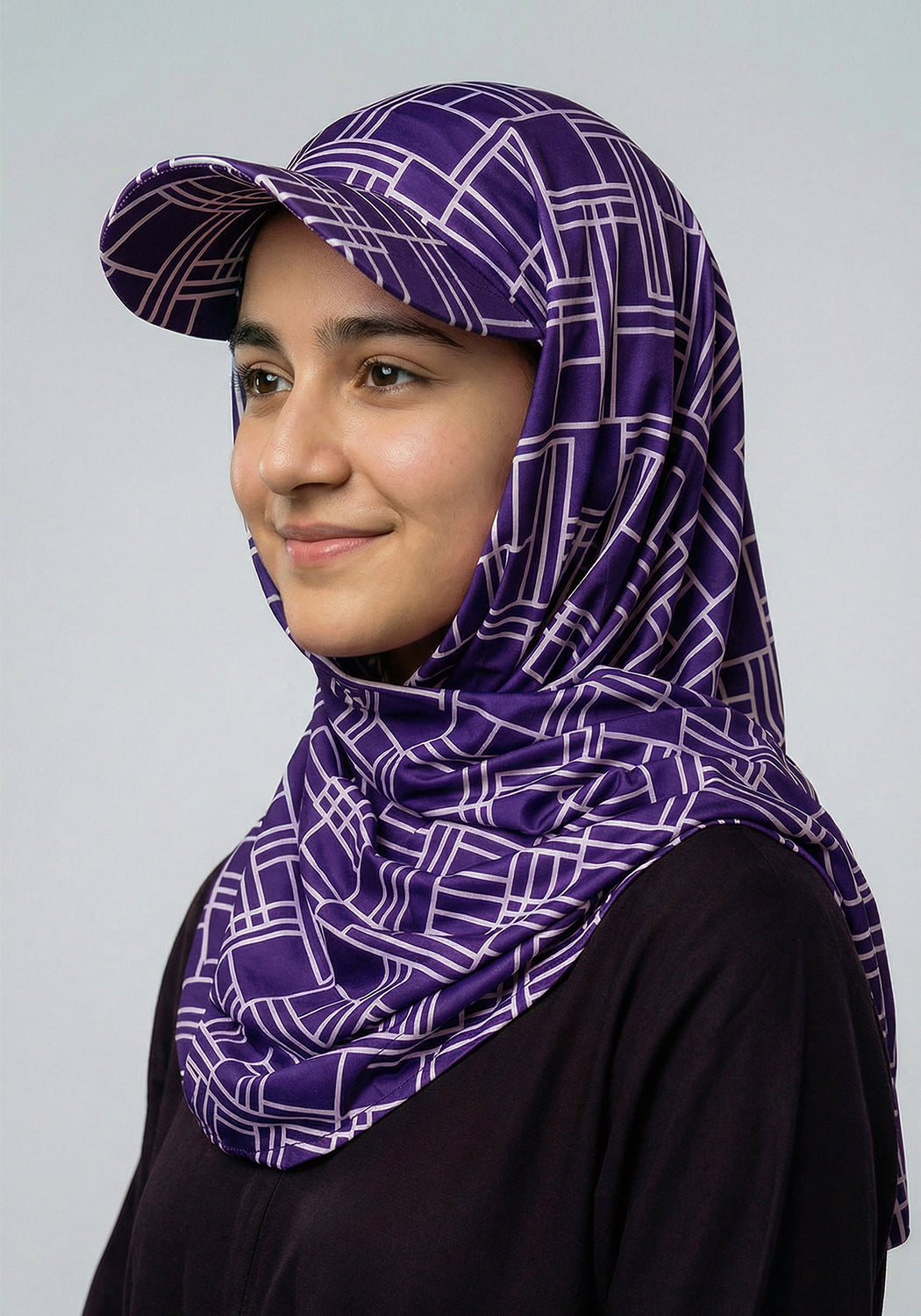Turkish Hat Hijab - Patterned - Purple