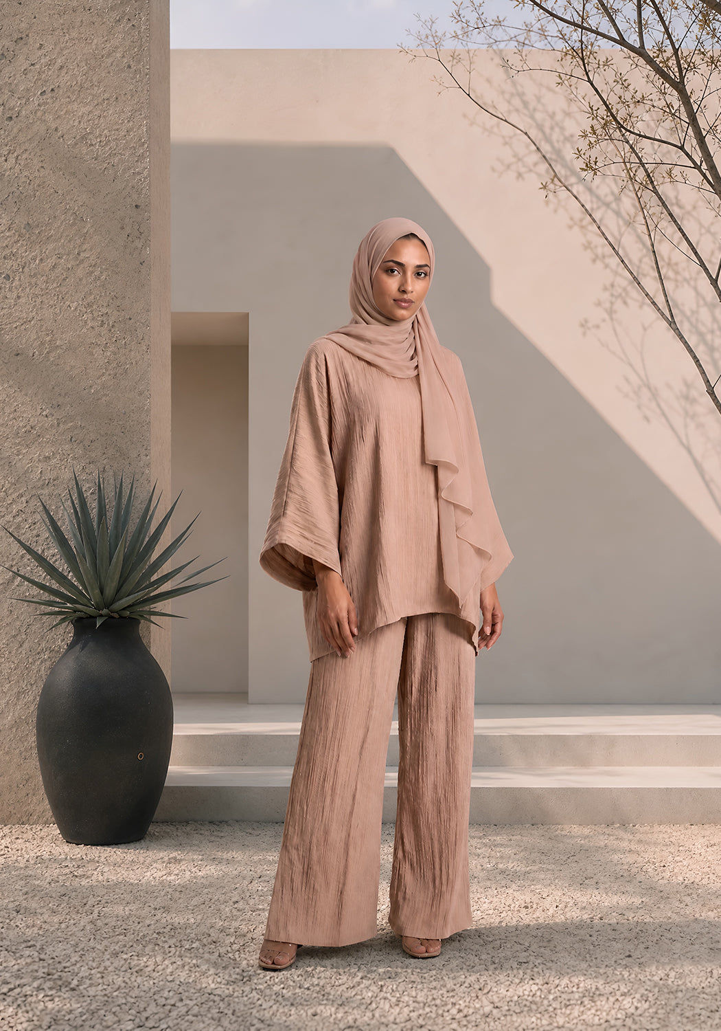 Beige Textured Co-Ord Set