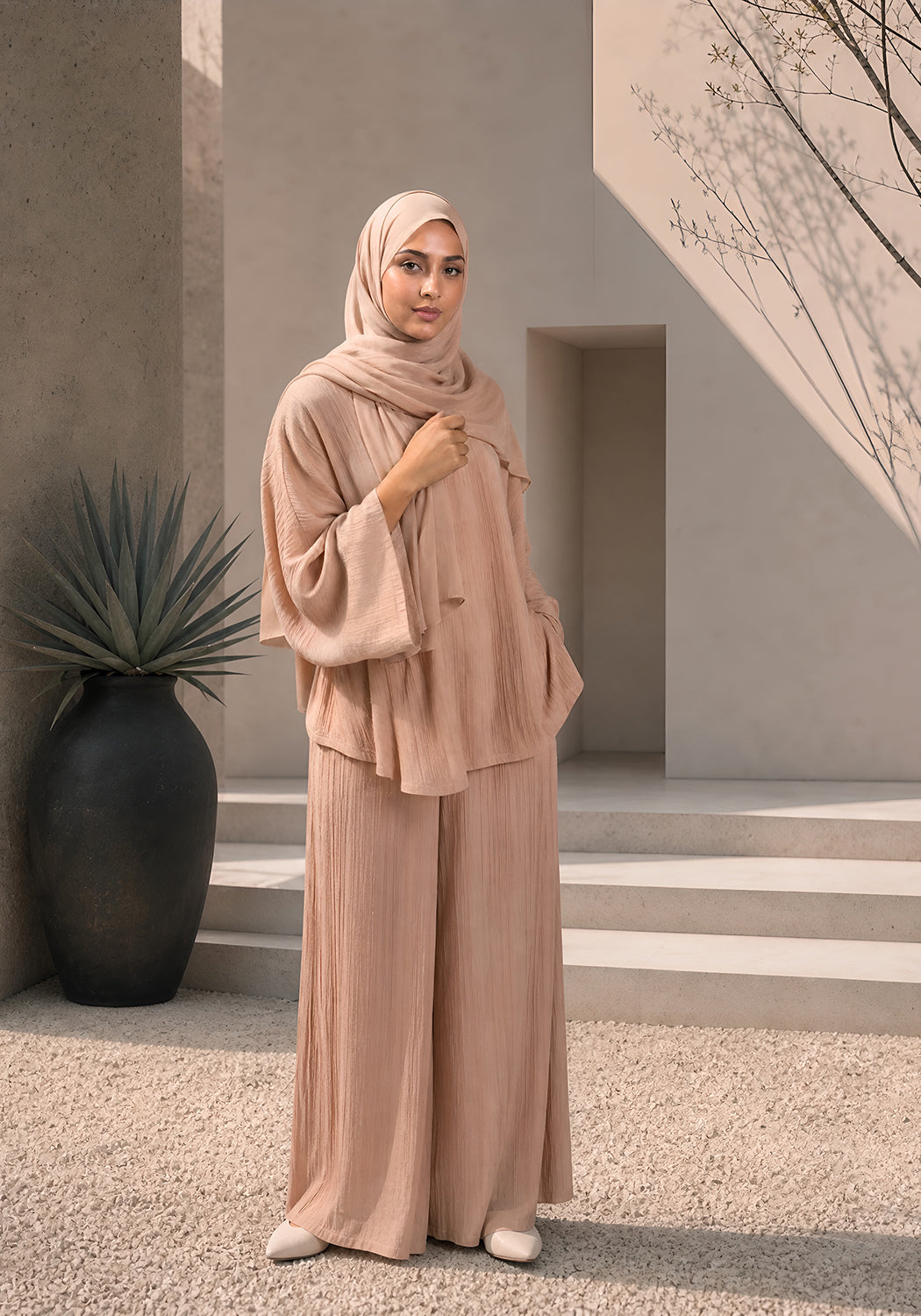Beige Textured Co-Ord Set