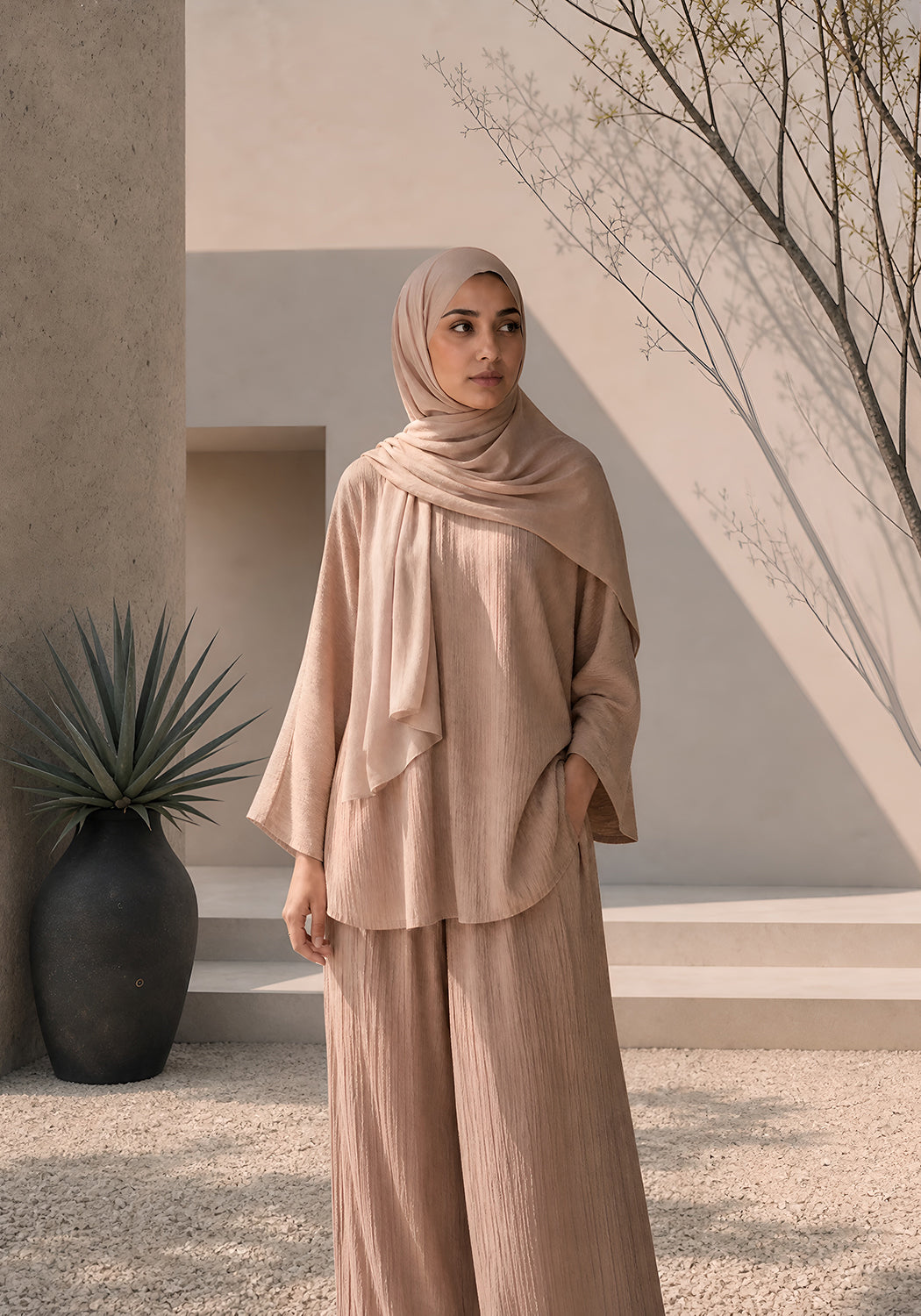 Beige Textured Co-Ord Set