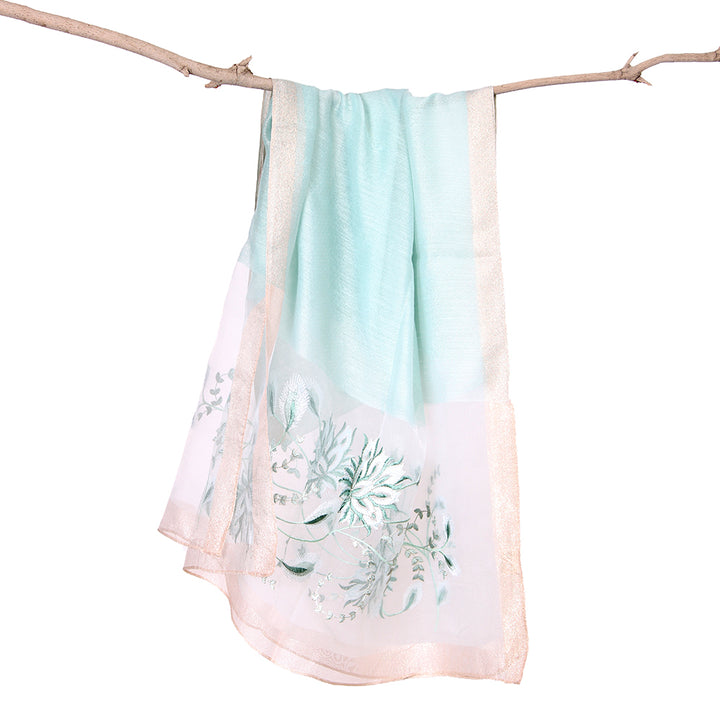 Organza Embroidery Aqua