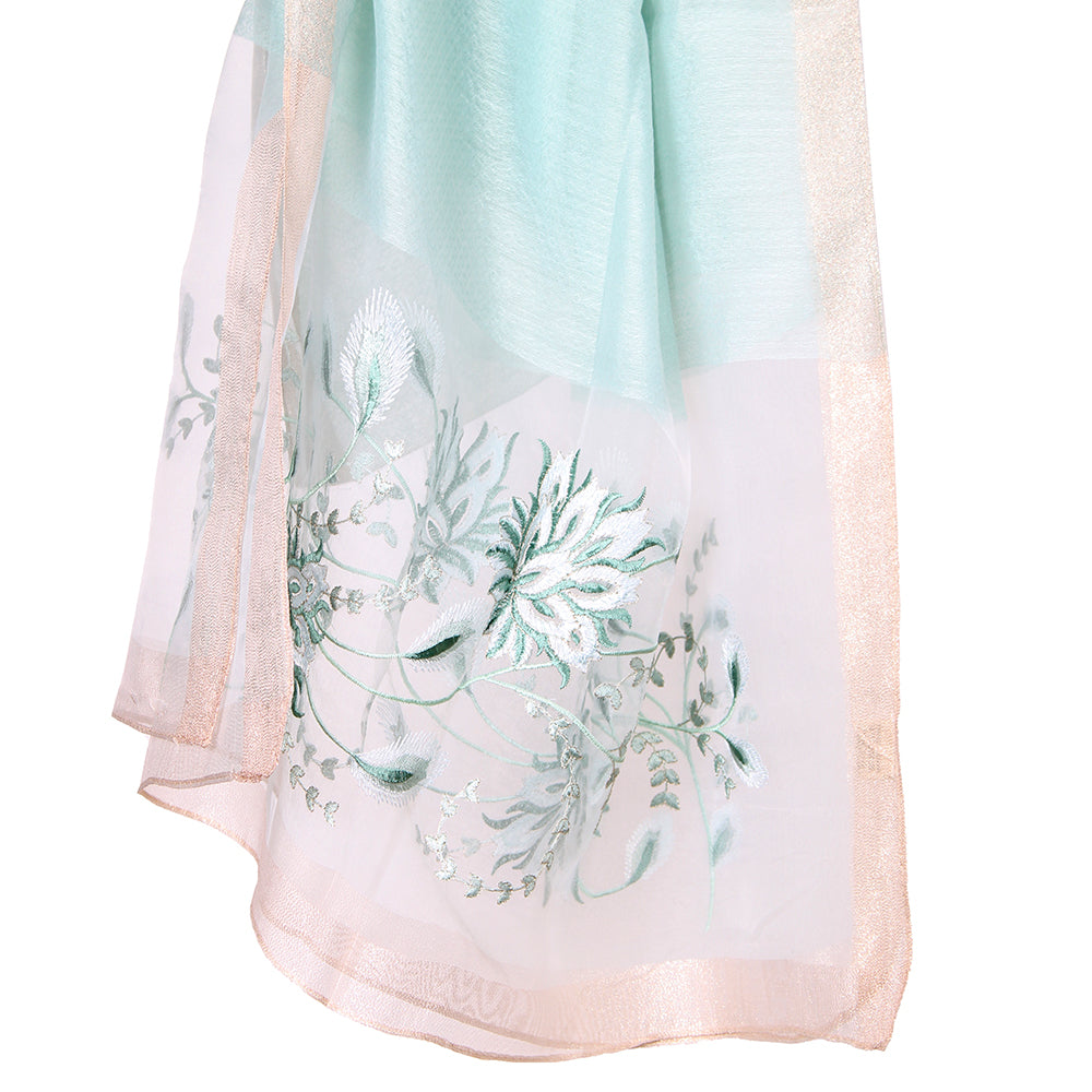 Organza Embroidery Aqua