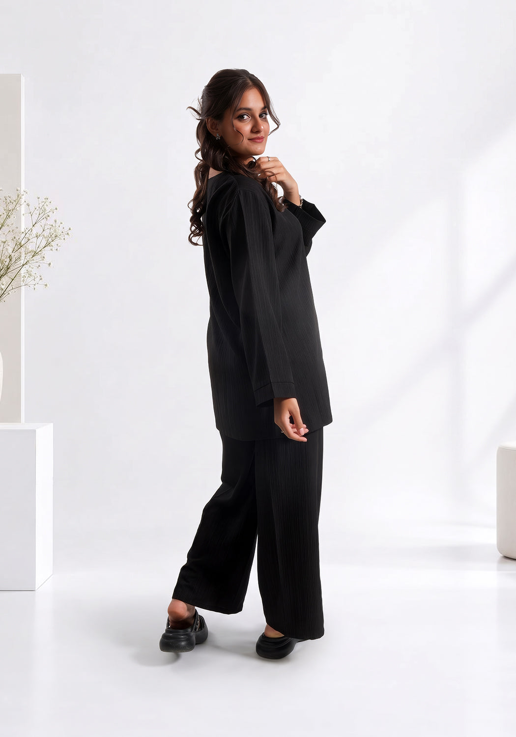 Black Textured Co-Ord Set
