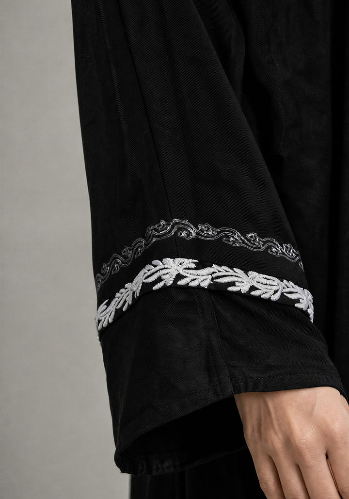 Black Paisley Block Print Abaya
