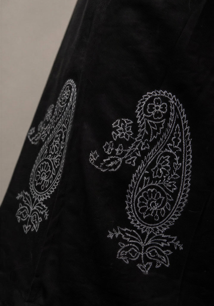Black Paisley Block Print Abaya