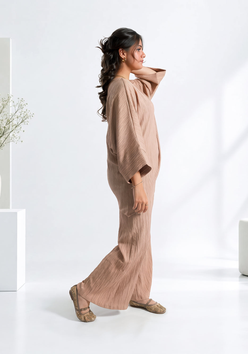 Beige Textured Co-Ord Set