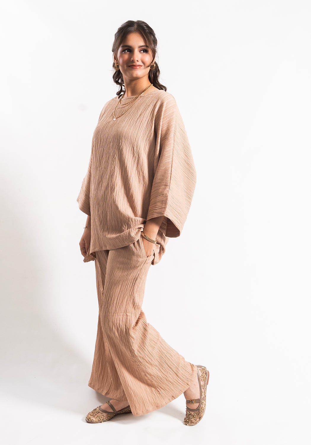 Beige Textured Co-Ord Set