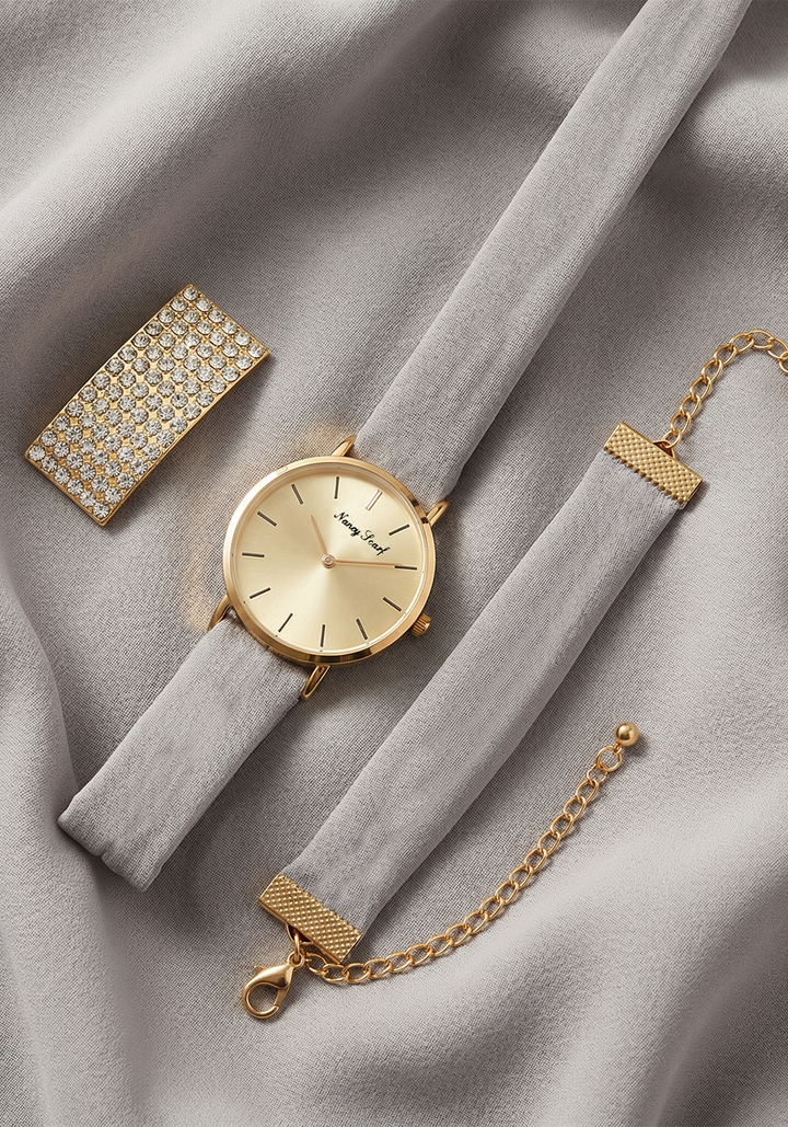 Matching Hijab, Watch & Bracelet Set - Grey