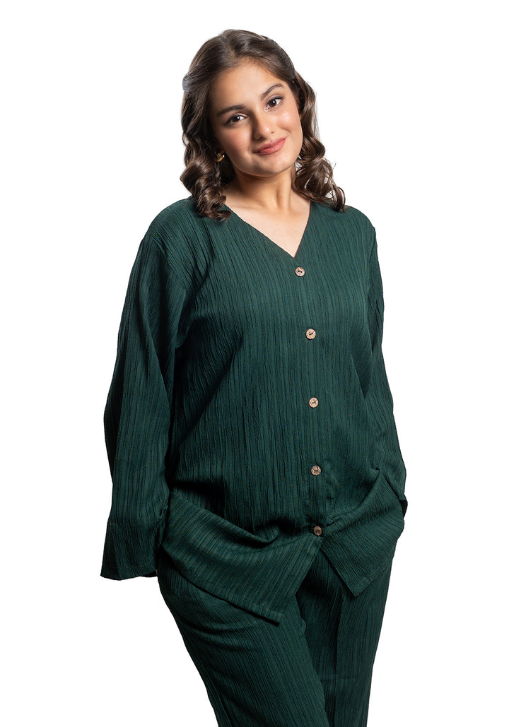Green Textured Co-Ord Set