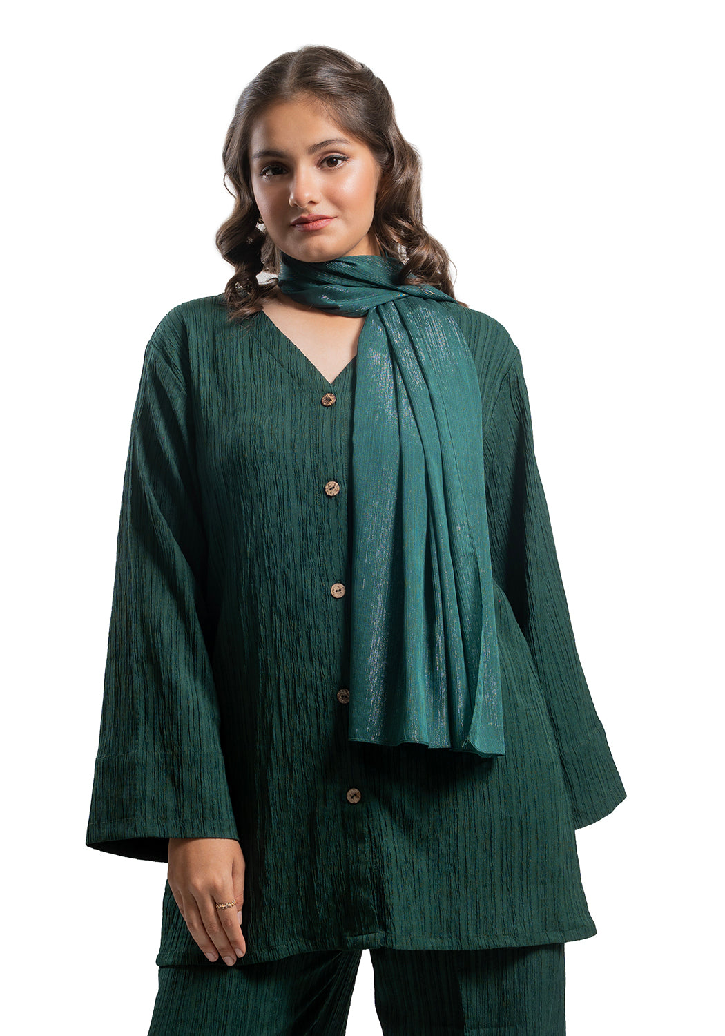 Green Textured Co-Ord Set