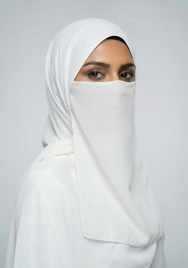 Chiffon Elastic Niqab - White