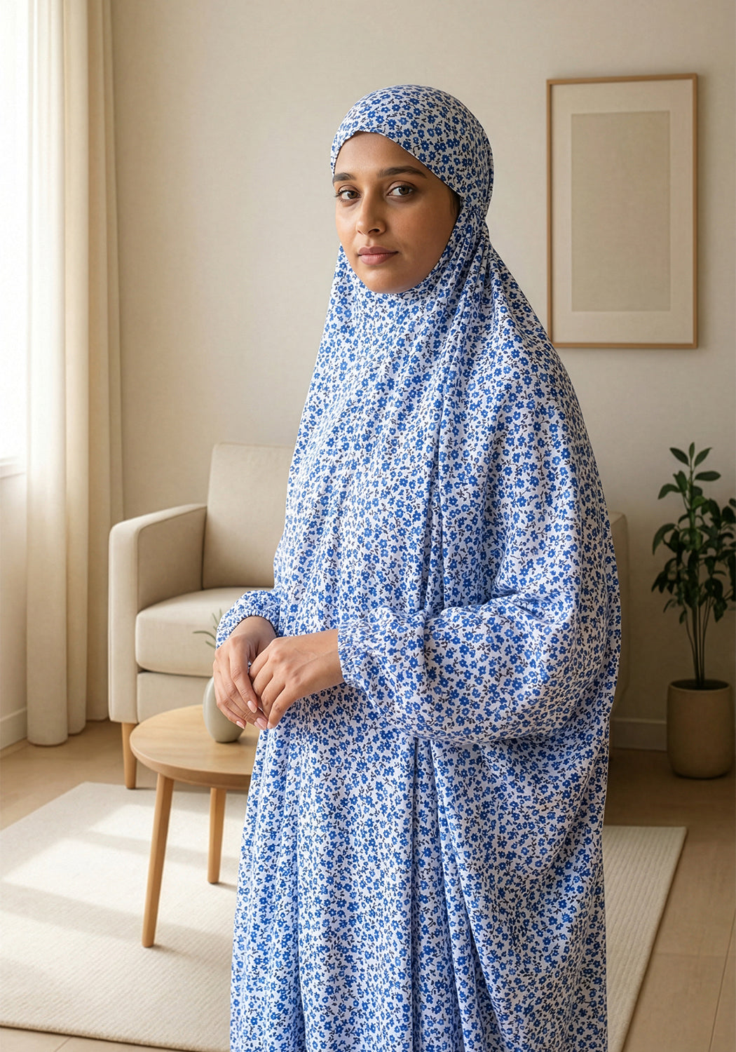 Printed Namaz Chadar - White