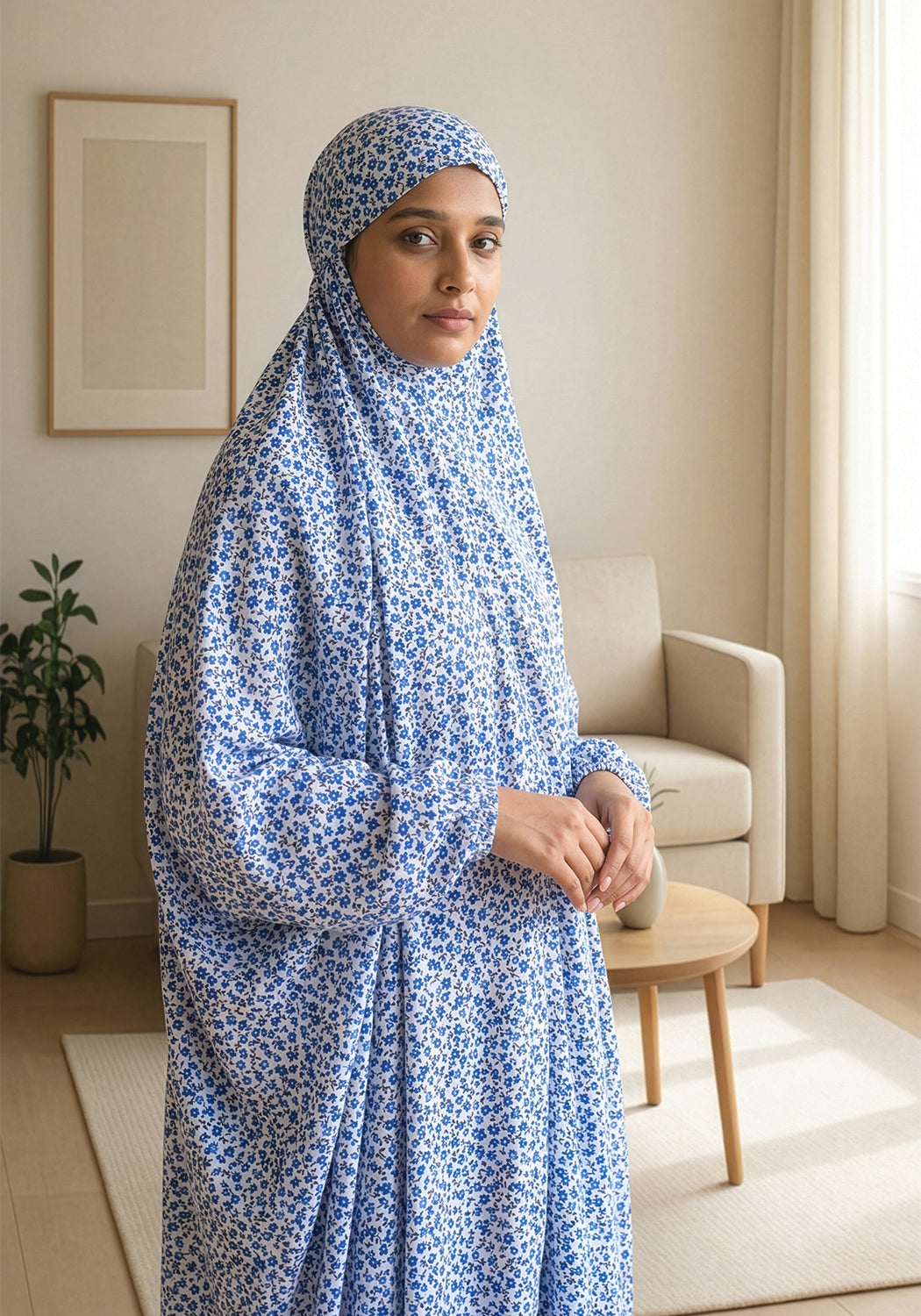 Printed Namaz Chadar - White