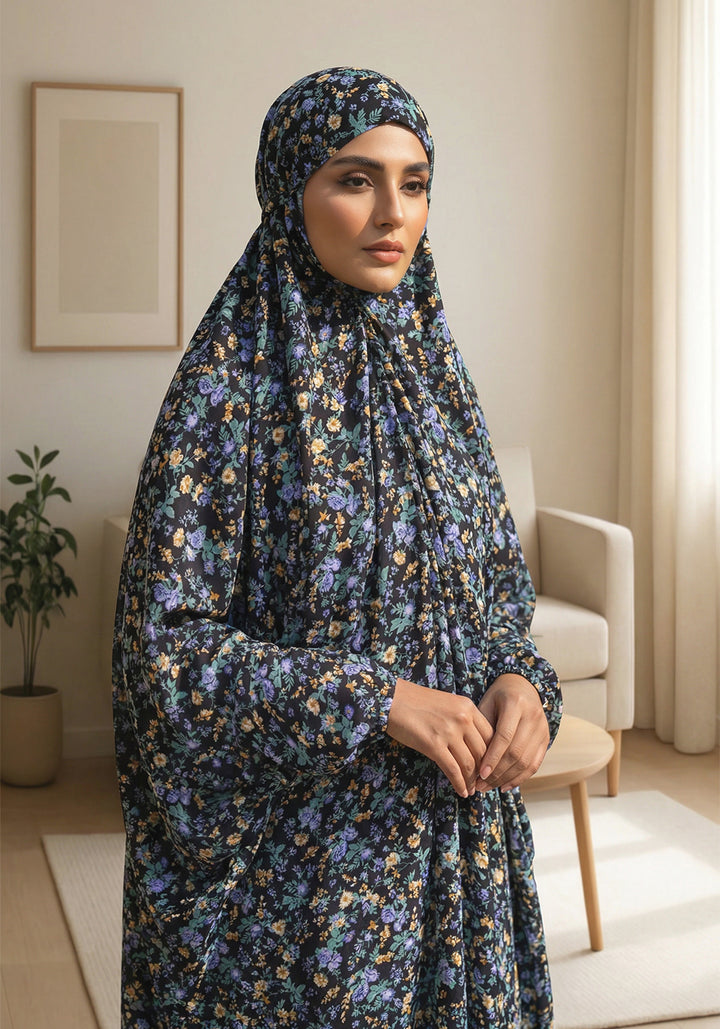 Printed Namaz Chadar - Black