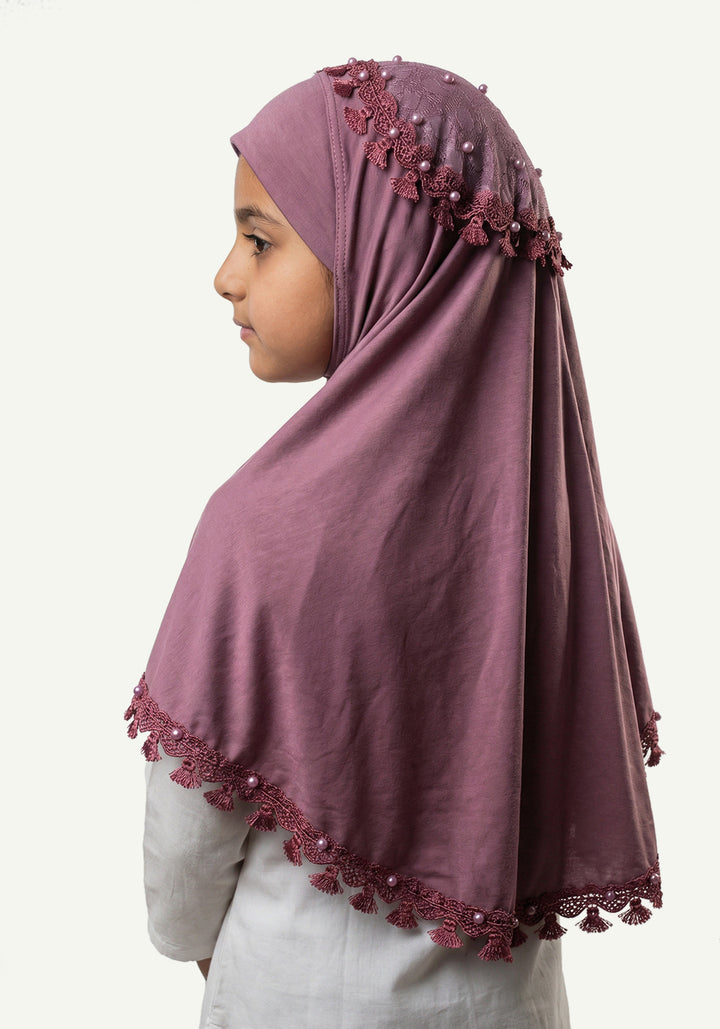 Kids Makhna Lace Hijab - Light Purple