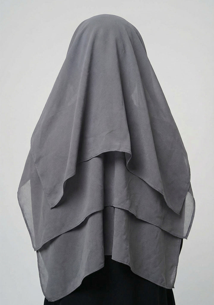 Three Layered Niqab - Grey