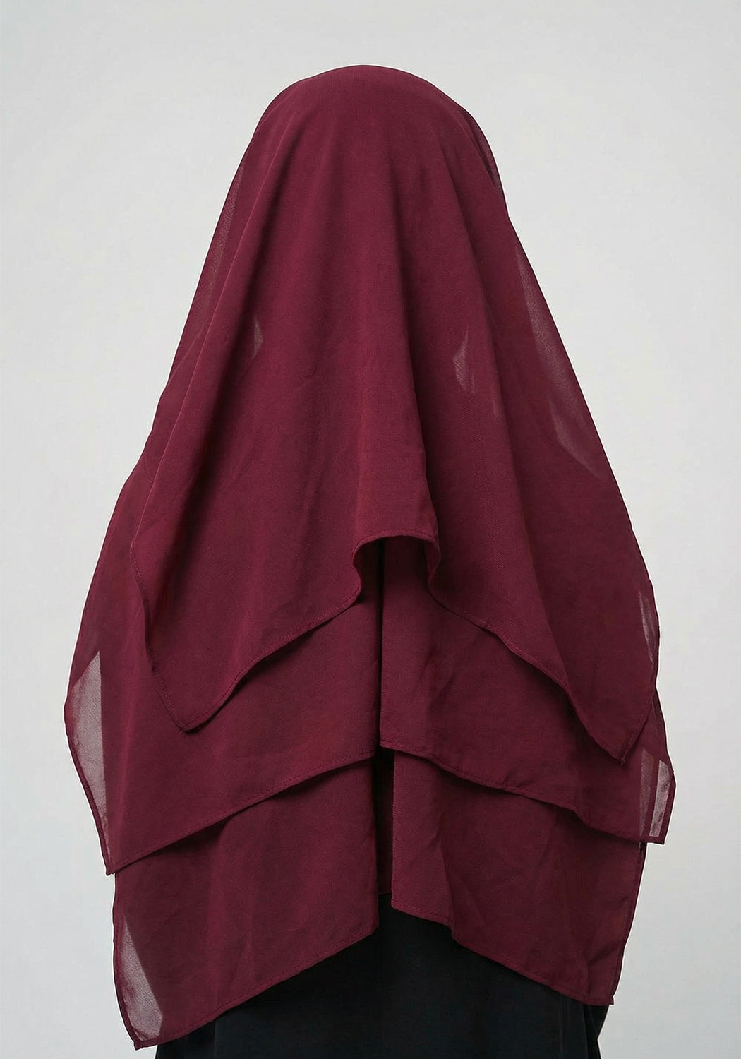 Three Layered Niqab - Burgundy