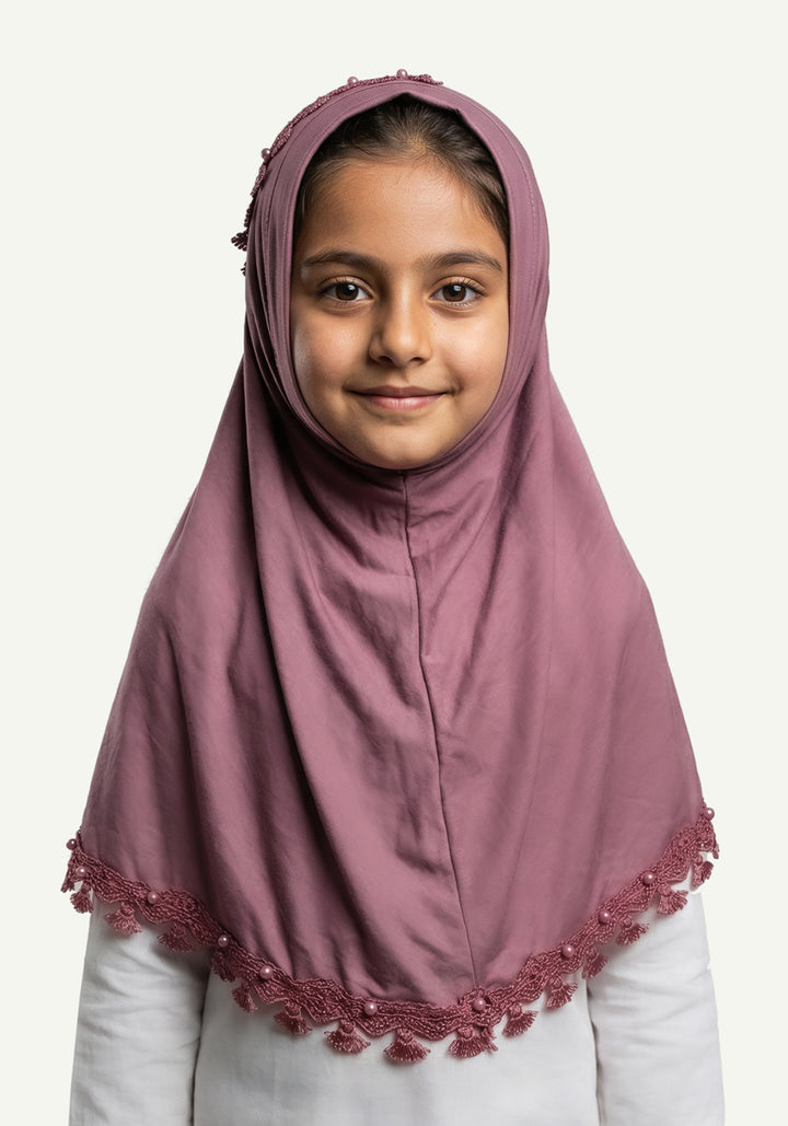Kids Makhna Lace Hijab - Light Purple