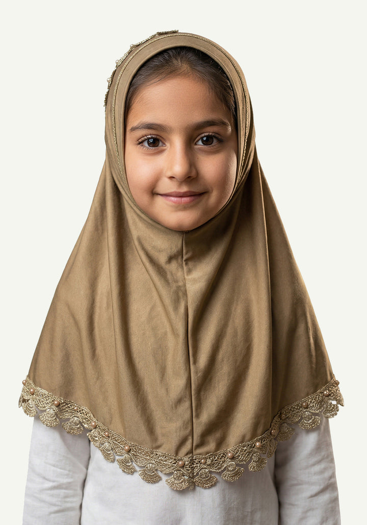 Kids Makhna Lace Hijab - Fawn