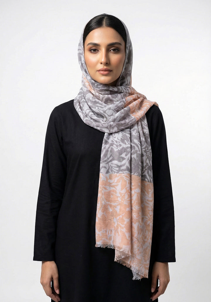 Ainaz Polyester Hijab - Peach and Grey