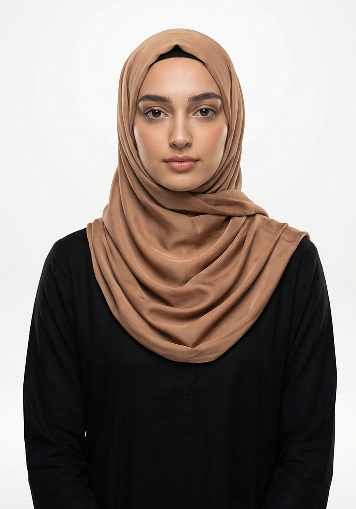 Marketa Silk Hijab - Brown