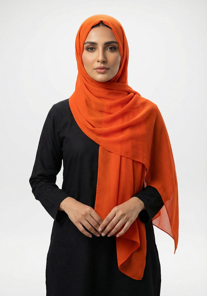 Shades Of Orange Chiffon Hijabs - Orange