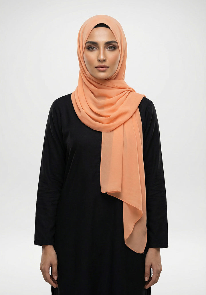 Shades Of Orange Chiffon Hijabs - Peach
