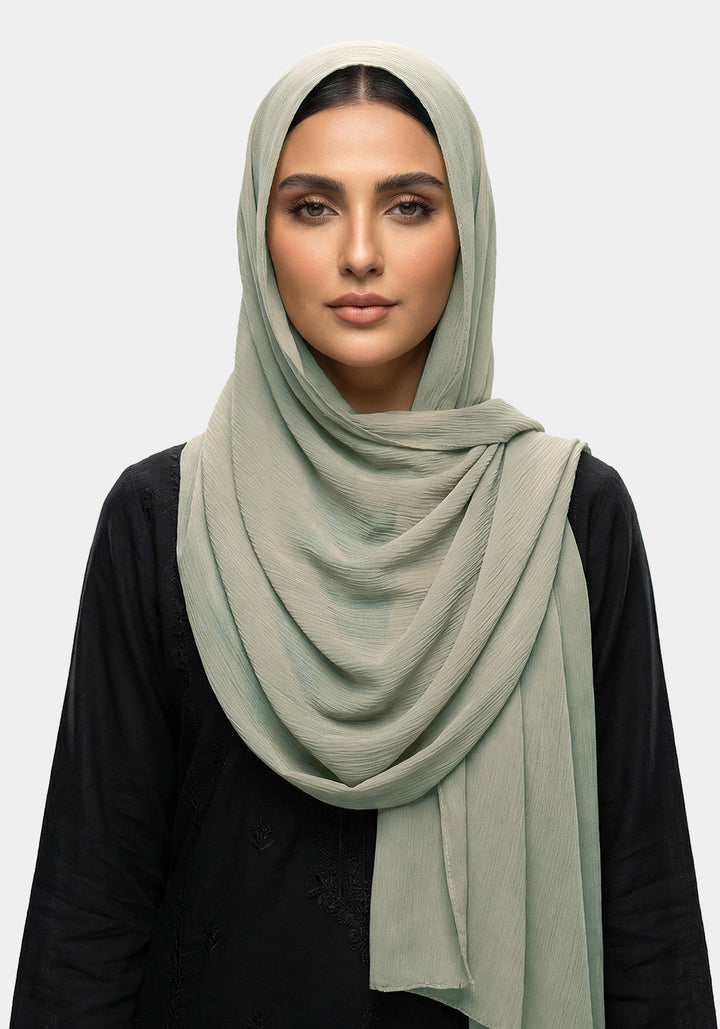 Crinkle Chiffon-Olive Green