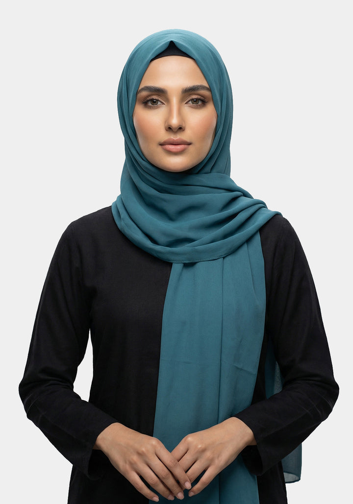 Anahita Chiffon Hijab - Dark Green