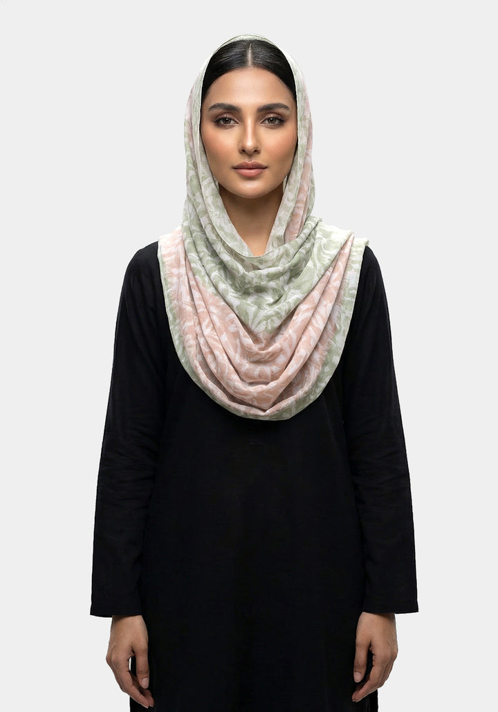 Ainaz Polyester Hijab - Green and Cream