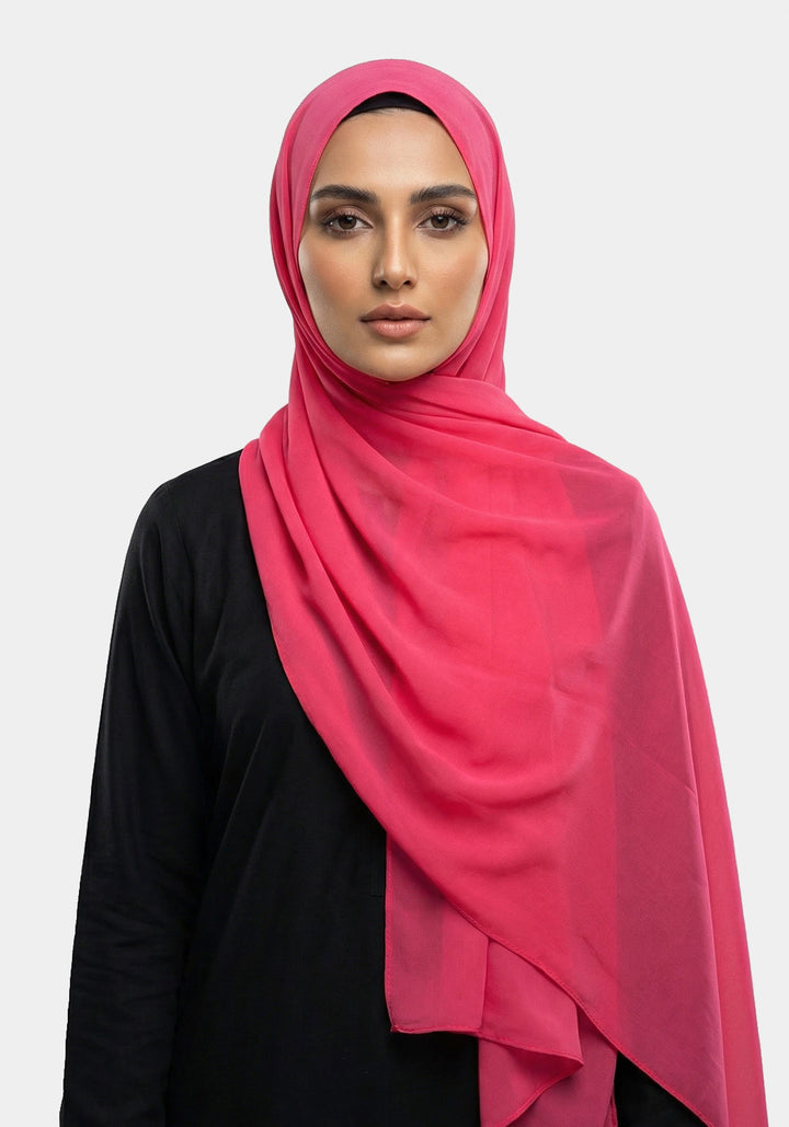 Pinky Chiffon Hijabs - Shocking Pink