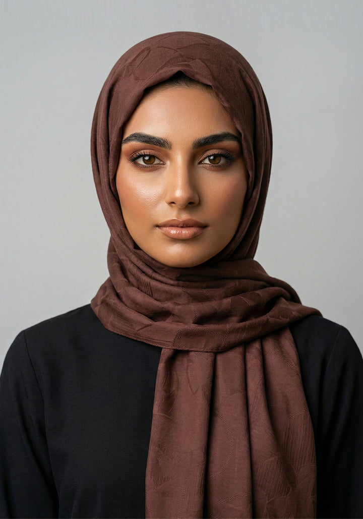 Ubah Printed Hijab - Dark Brown
