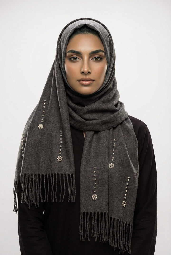 Nihaal Wool Hijab - Dark Grey
