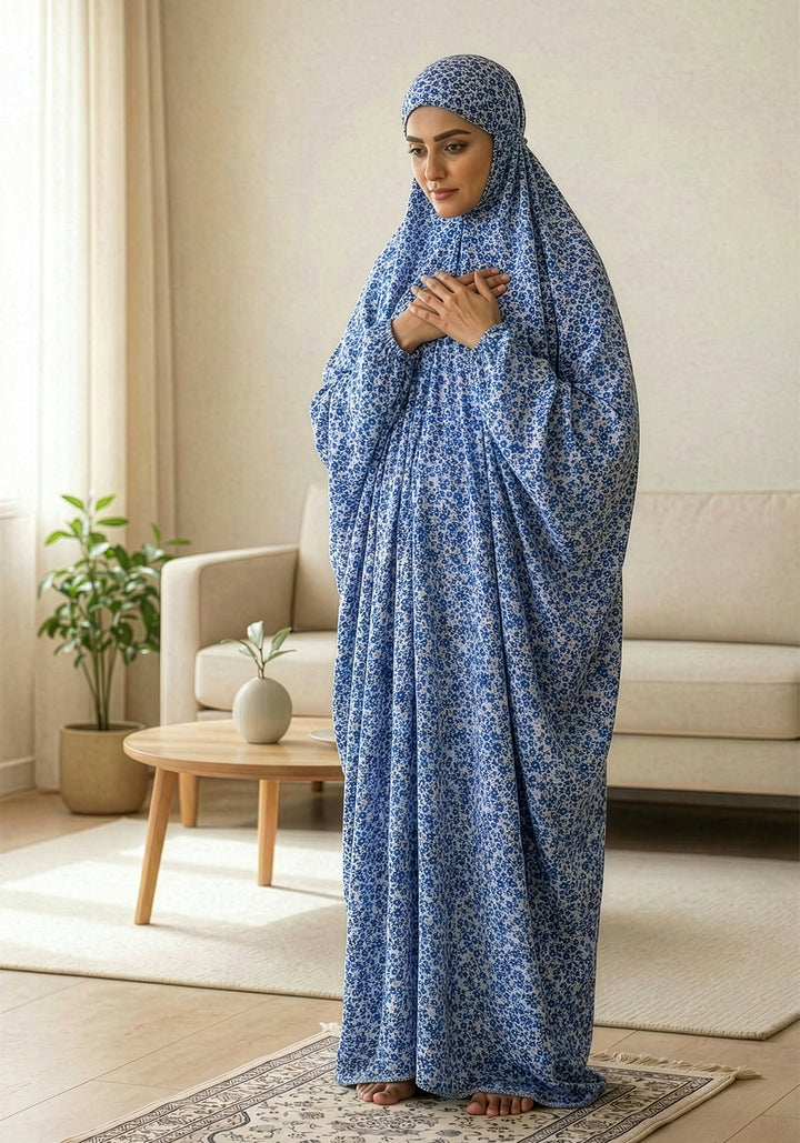 Printed Namaz Chadar - White