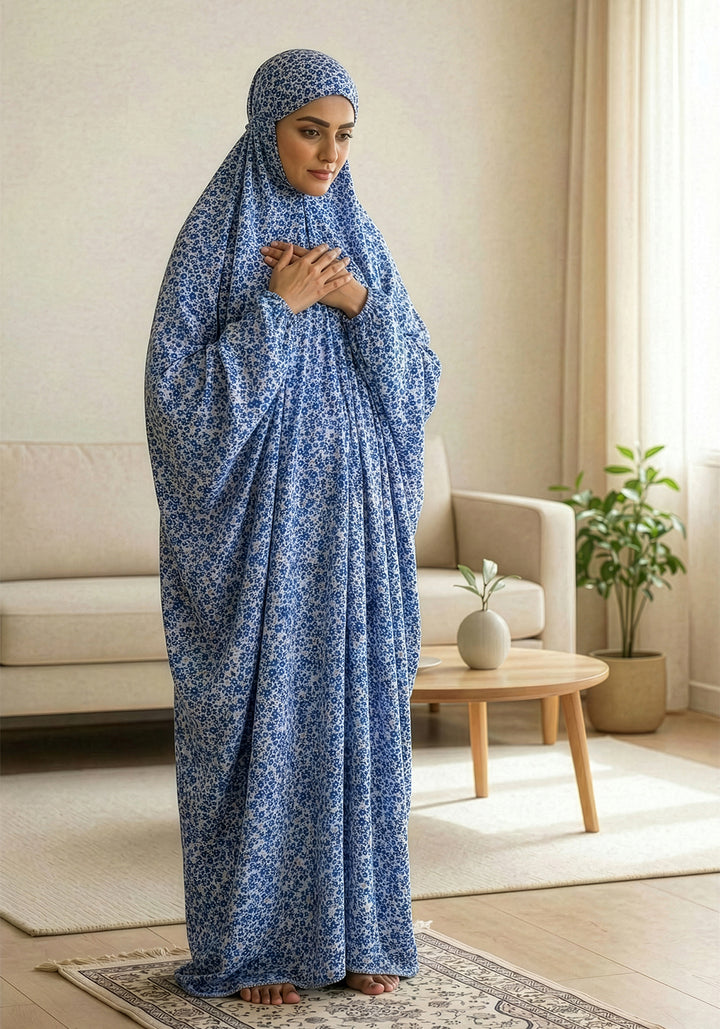 Printed Namaz Chadar - White