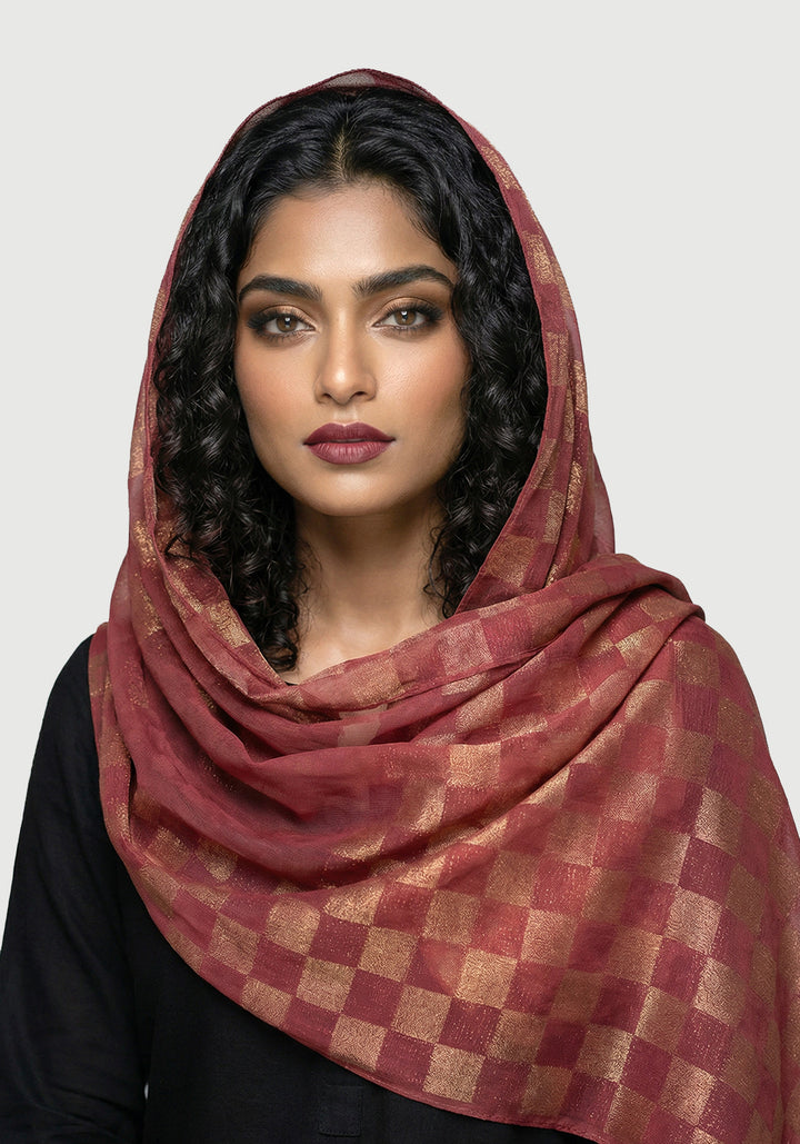 Chiffon Check Foil-Pink