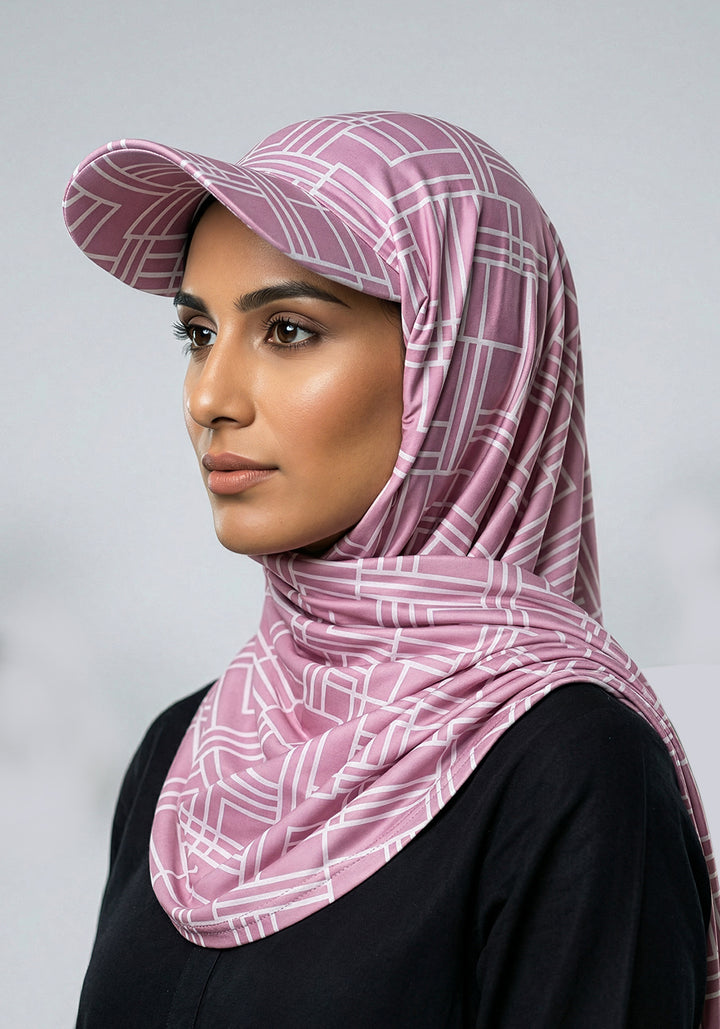 Turkish Hat Hijab - Patterned - Pink