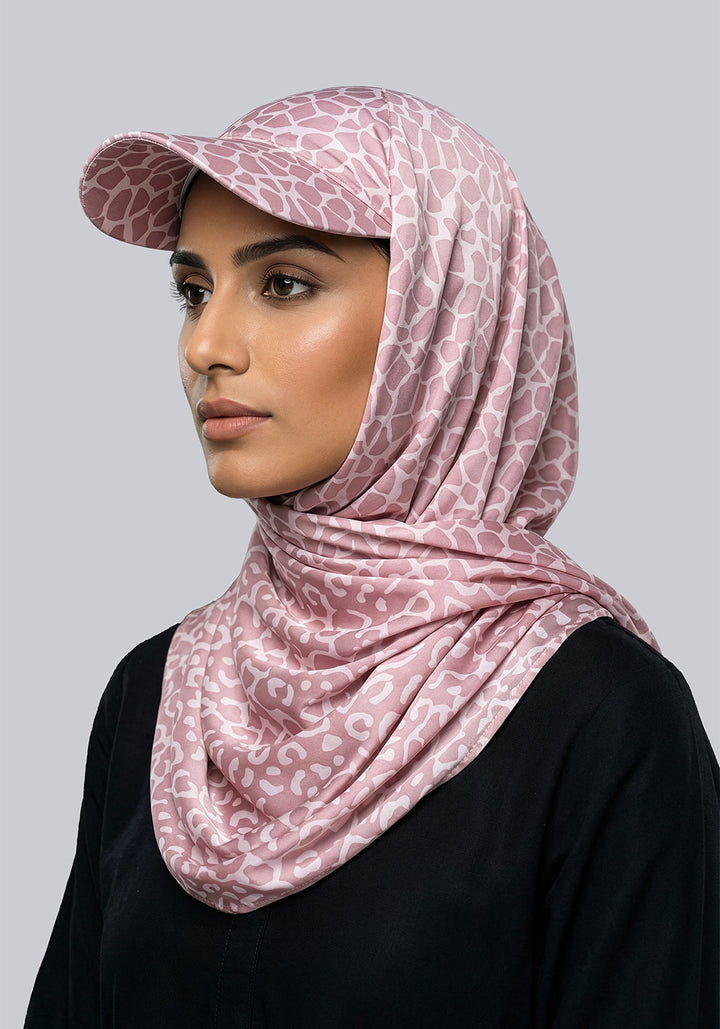 Turkish Hat Hijab - Cheeta Print - Tea Pink