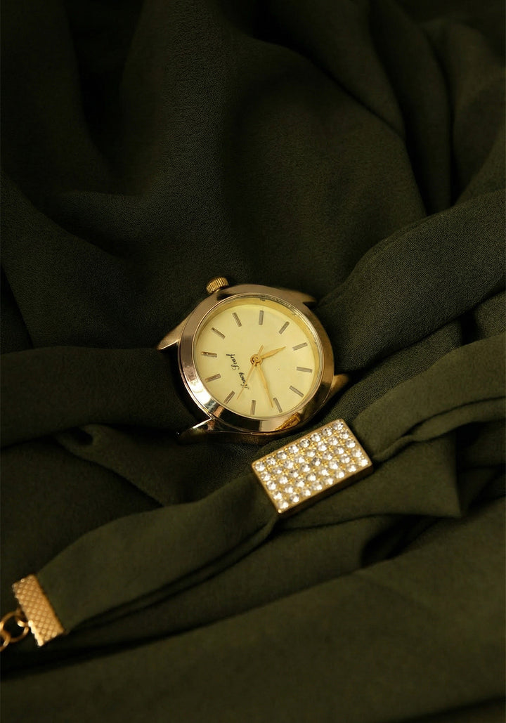 Matching Hijab, Watch & Bracelet Set -Olive Green