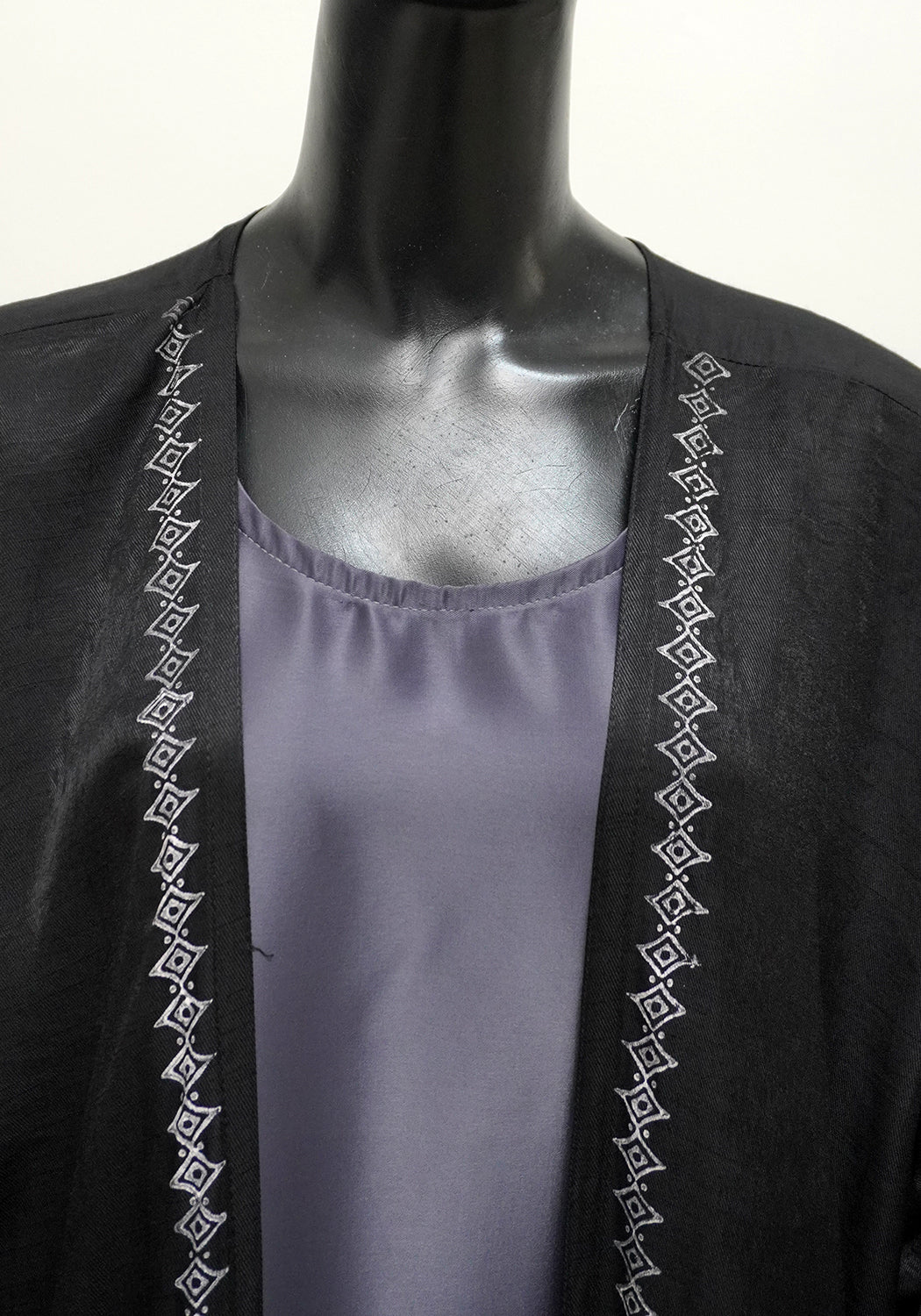 Black Premium Block Print Abaya