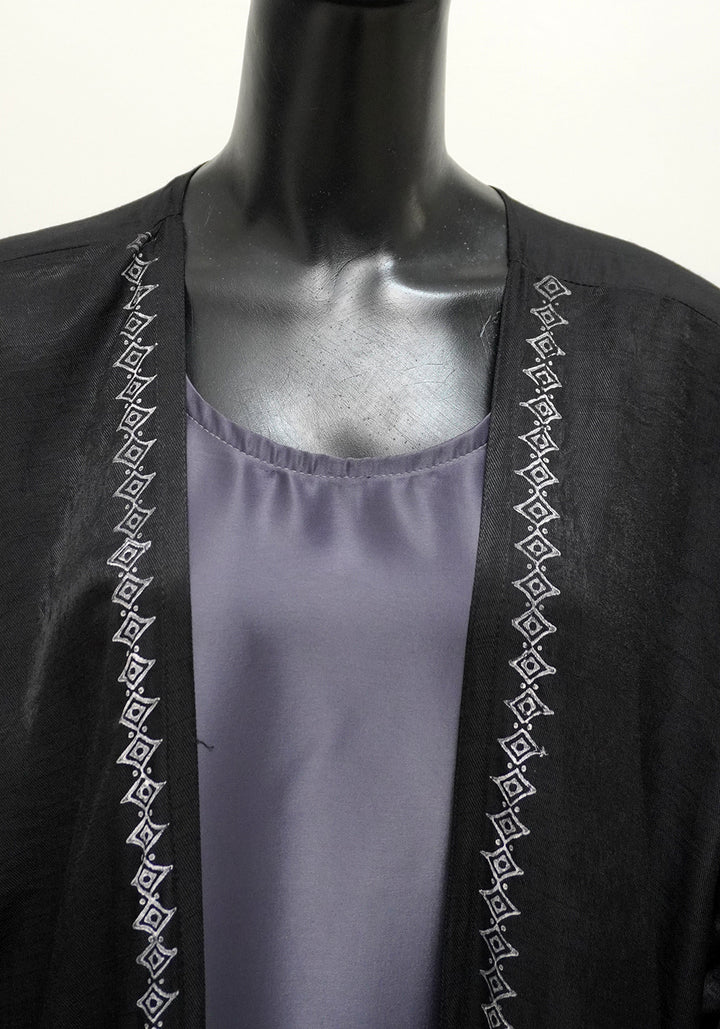 Black Premium Block Print Abaya