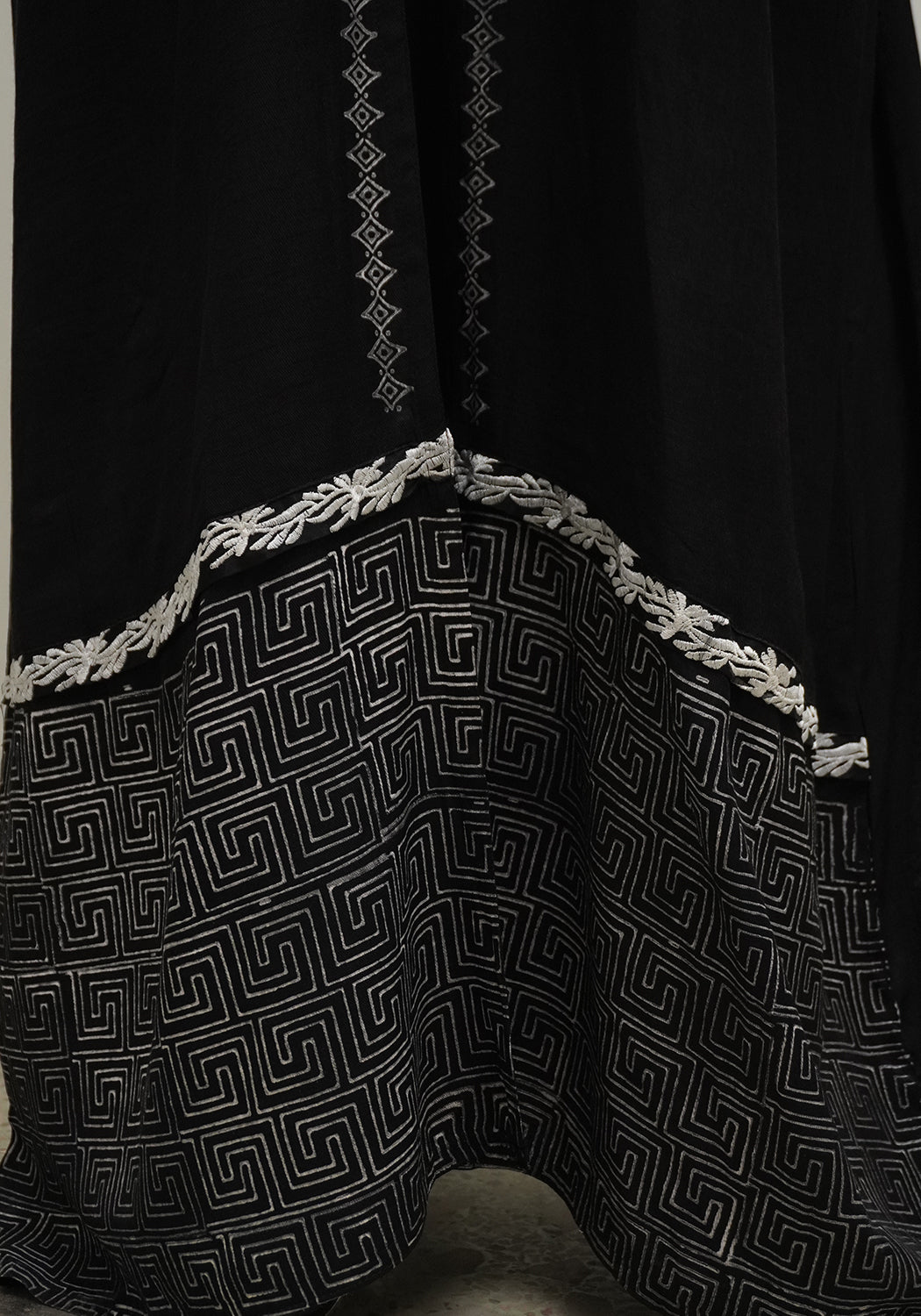 Black Premium Block Print Abaya