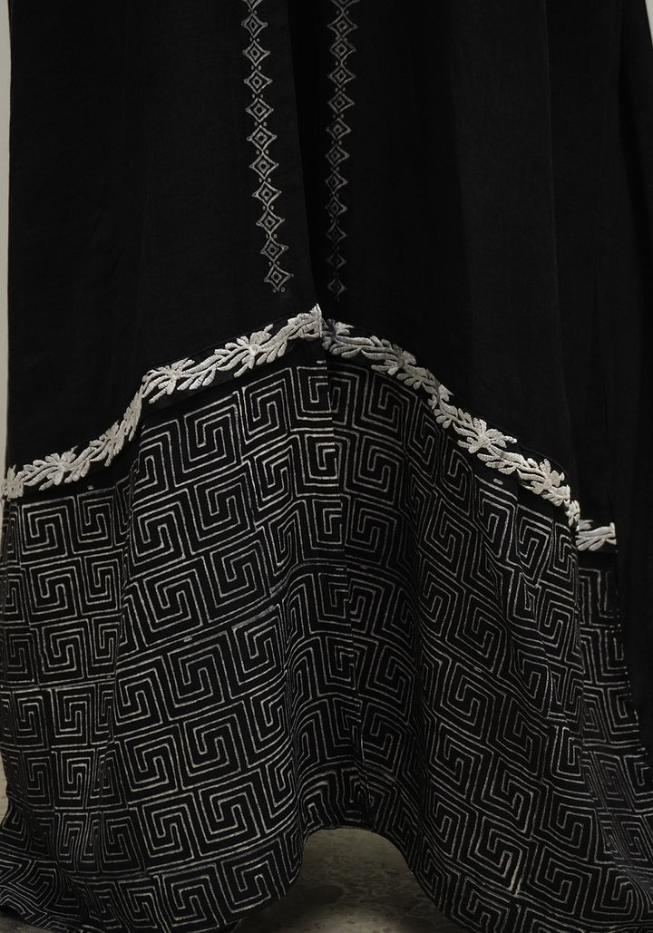 Black Premium Block Print Abaya