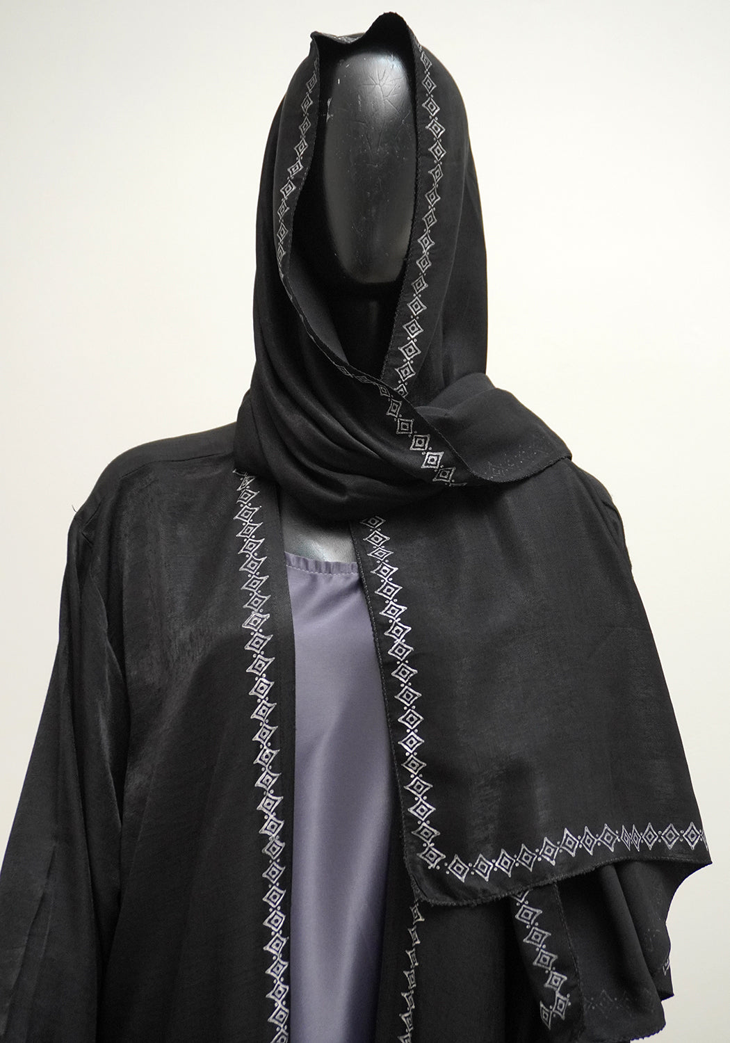 Black Premium Block Print Abaya