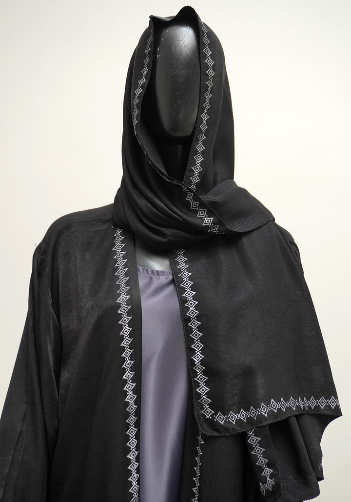 Black Premium Block Print Abaya