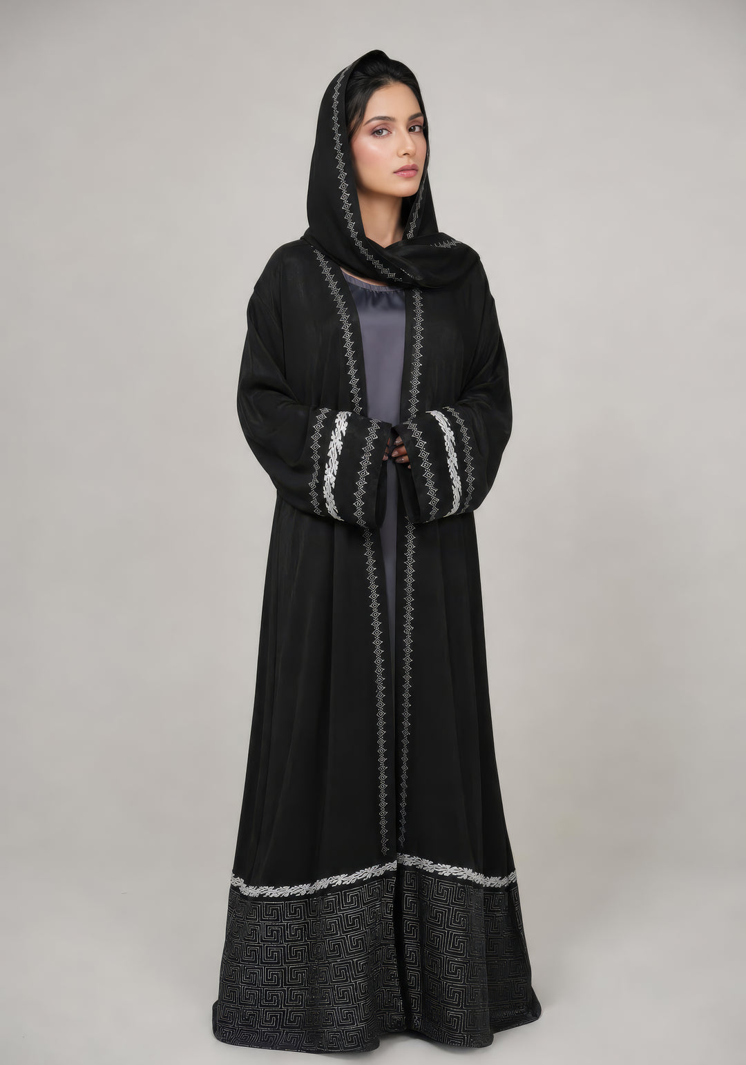 Black Premium Block Print Abaya