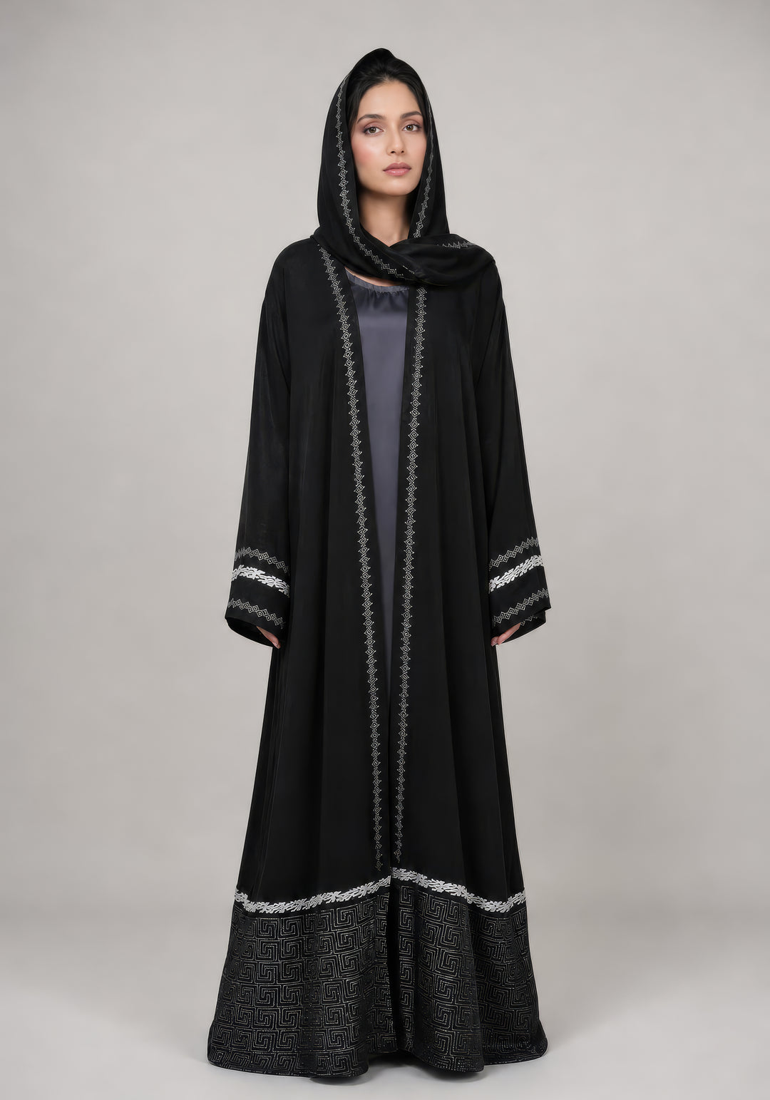Black Premium Block Print Abaya