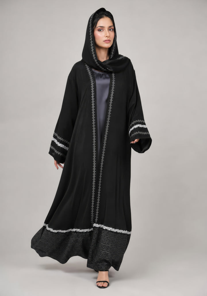 Black Premium Block Print Abaya