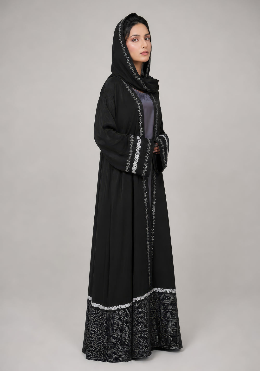 Black Premium Block Print Abaya