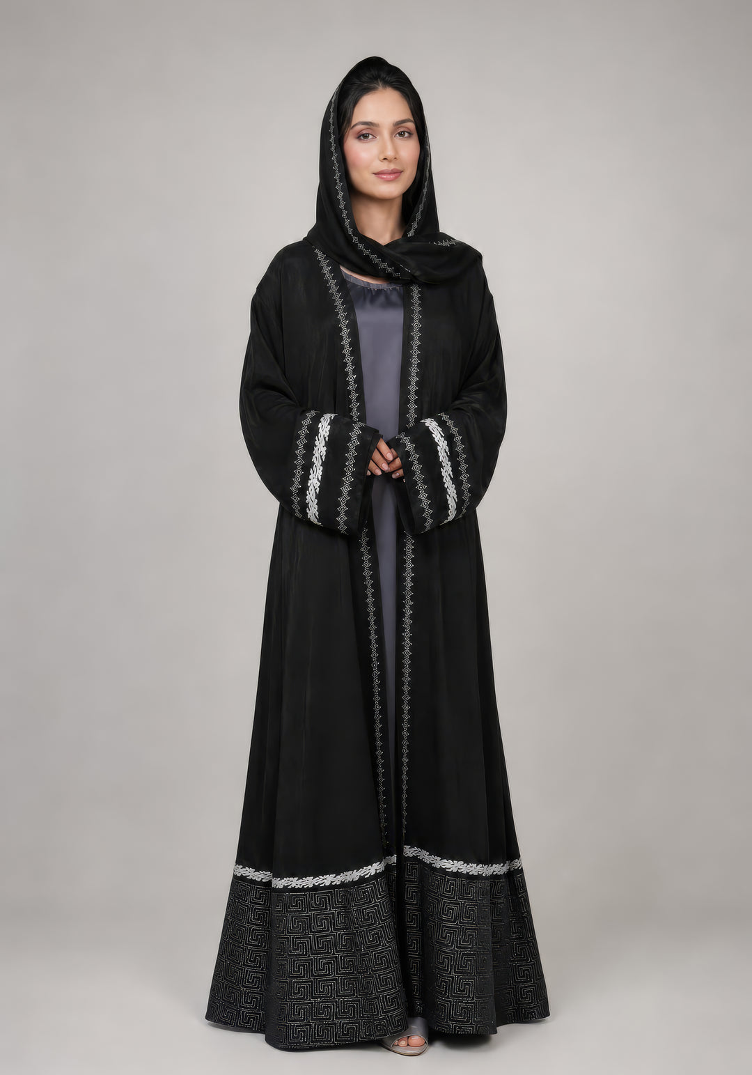 Black Premium Block Print Abaya